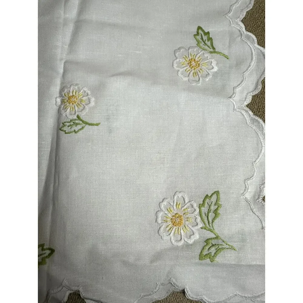 German Made White Floral Embroidery Doily Cloth 33
